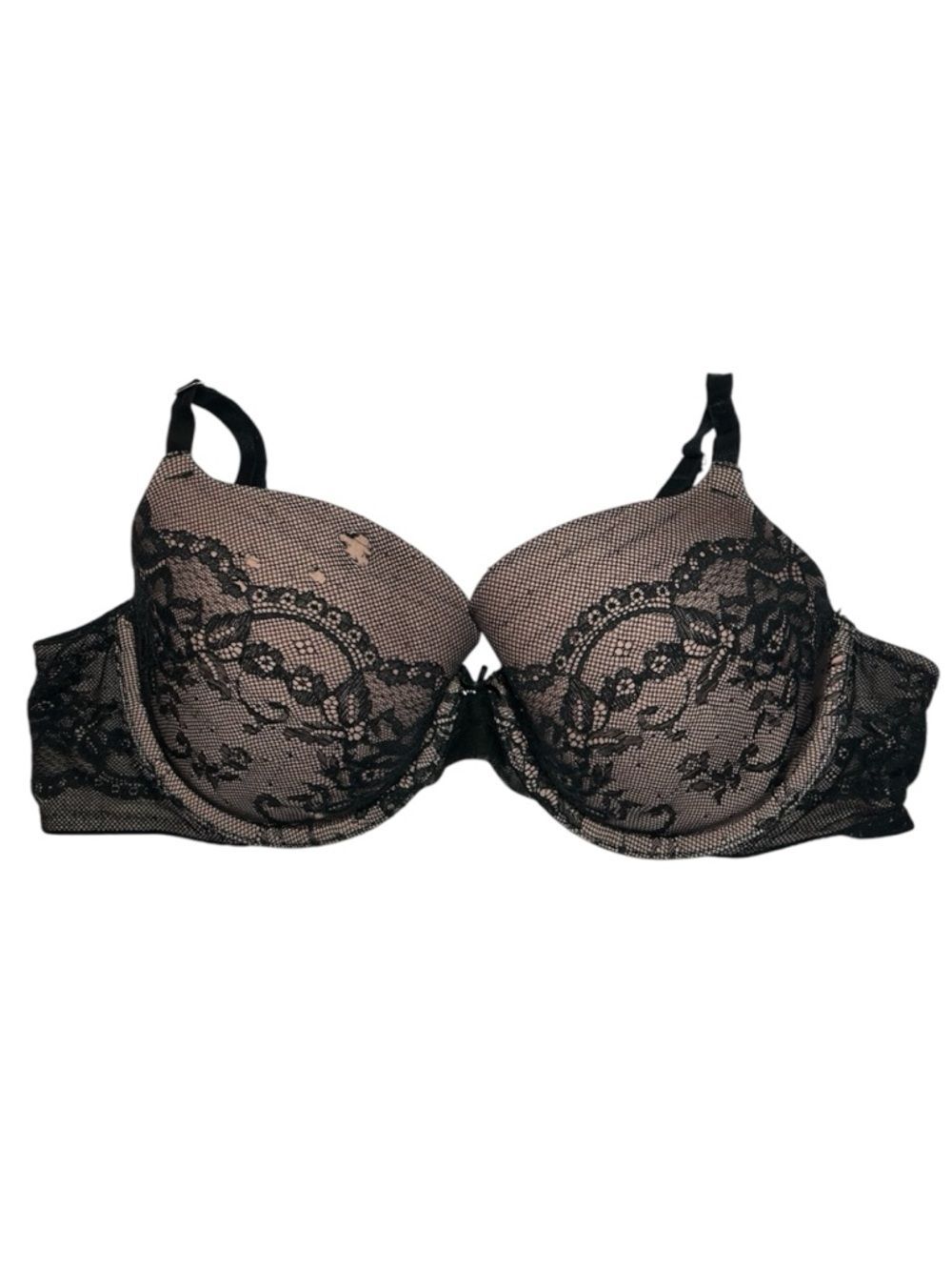 Victoria’s Secret Black Lace Overlay lined Demi Bra 32DDD 32F